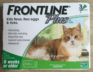 Frontline Plus (3 doses) for Cats kills fleas, flea eggs and ticks