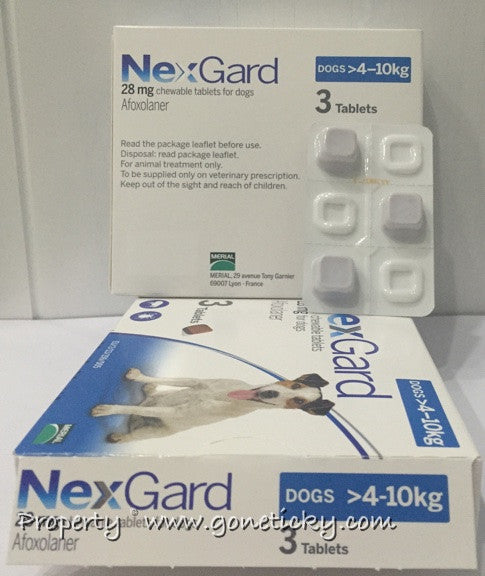 NexGard (28mg/Blue) 3 Chewable Tablets Kill Fleas Ticks Small Dogs (8.8-22lbs) 4-10kg