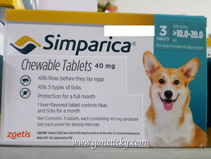 Simparica for Large Sized Dogs weighing 10.0kg to 20.0kg (3 tablets) Expiry 2024