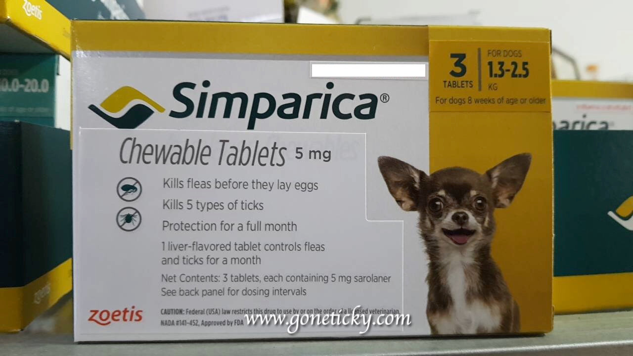 Simparica for Extra Small Dogs weighing 1.3kg to 2.5kg (3 tablets)